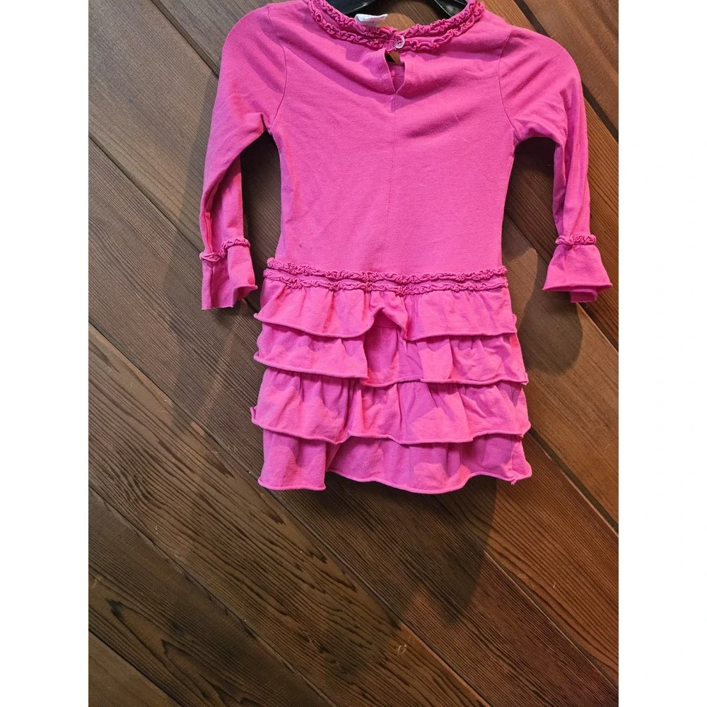 90s OshKosh Bgosh Girls Pink Ruffle Tiered Long Sleeve Knit Dress Toddler 2T